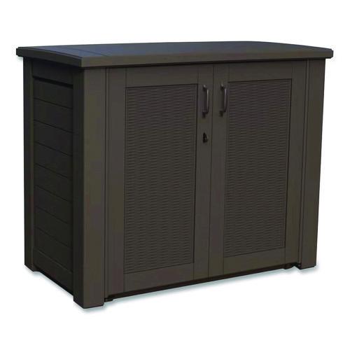 Rubbermaid Bridgeport Storage Cabinet, 16.44 cu ft, 4 ft x 2 ft x 3 ft, Black Oak