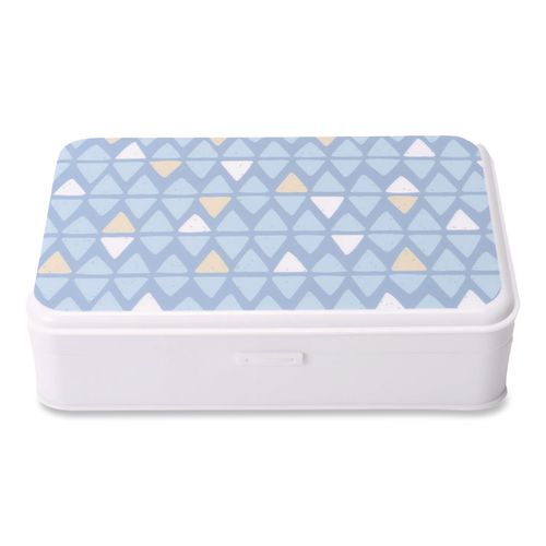 Formit Pencil Case, Triangle Pattern, 2 Compartments, 5" x 8.75" x 2.75", Blue/White