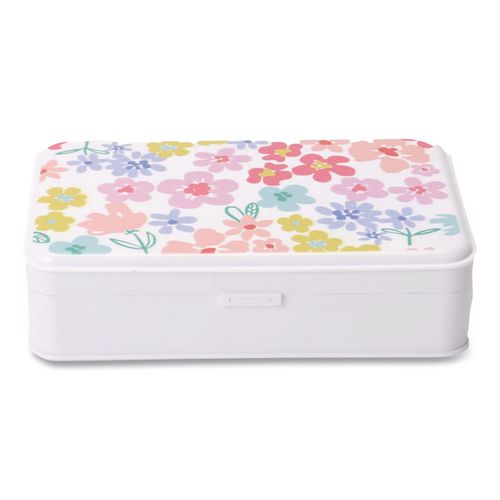 Formit Pencil Case, Floral Pattern, 2 Compartments, 5" x 8.75" x 2.75", Pink/Yellow/Green