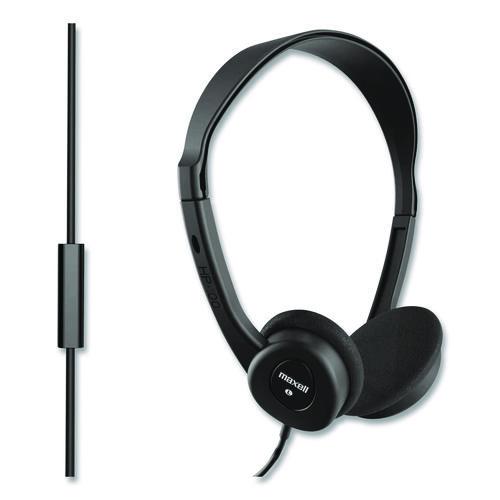 Maxell HP100 Headphone with Mic, Black