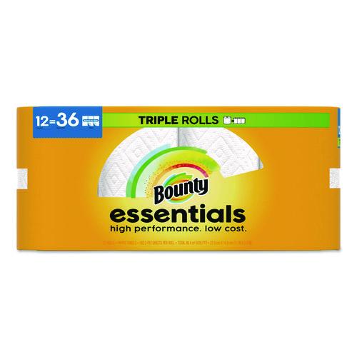 Bounty Essentials Select-A-Size Kitchen Roll Paper Towels, 2-Ply, 5.9 x 11, White, 162 Sheets/Triple Roll, 12 Rolls/Carton