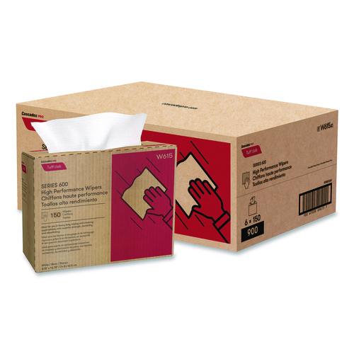 Cascades PRO Tuff-Job Spunlace Towels, 1-Ply, 9.75 x 16.75, White, 150 Sheets/Pop-Up Box, 6 Boxes/Carton