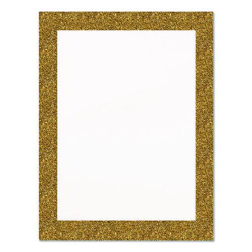 Royal Brites Glitter Poster Board, 22" x 28", Heavyweight, White with Gold Border, 25/Pack