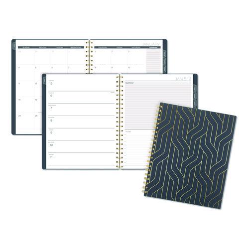 Cambridge Hera Weekly Monthly Planner, Wavy Lines, 11 x 8.5, Black/Gold Cover, 12-Month (Jan to Dec): 2026