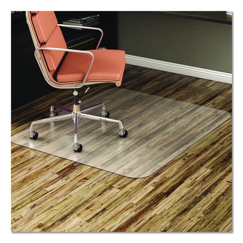 deflecto EconoMat Non-Studded All Day Use Chair Mat for Hard Floors, Rectangular, 46" x 60", Clear, Ships Flat