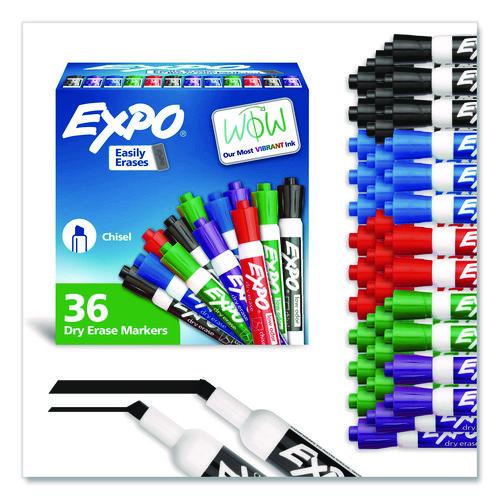 EXPO Low-Odor Dry-Erase Marker Value Pack, Broad Chisel Tip, Assorted Colors, 36/Box