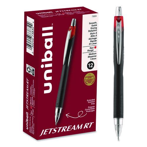 uniball Jetstream Hybrid Gel Pen, Retractable, Bold 1 mm, Red Ink, Black/Silver/Red Barrel