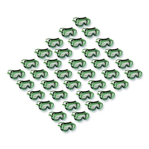 KleenGuard V8 Monogoggle 211 Goggle, OTG, Clear Anti-Fog Lens, Green Frame, 36/Carton