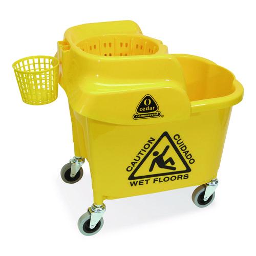 Nexstep Commercial Products MaxiRough Institutional Mop Bucket and Wringer, 32 to 35 qt, Yellow