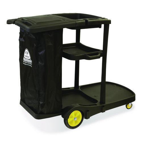 Nexstep Commercial Products Premier Janitor Cart, 2 Shelves, Plastic, 18.25 x 44.5 x 38, Black