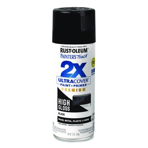 Rust-Oleum Painter's Touch 2X Ultra Cover Spray Paint, High Gloss Black, 12 oz Aerosol Can