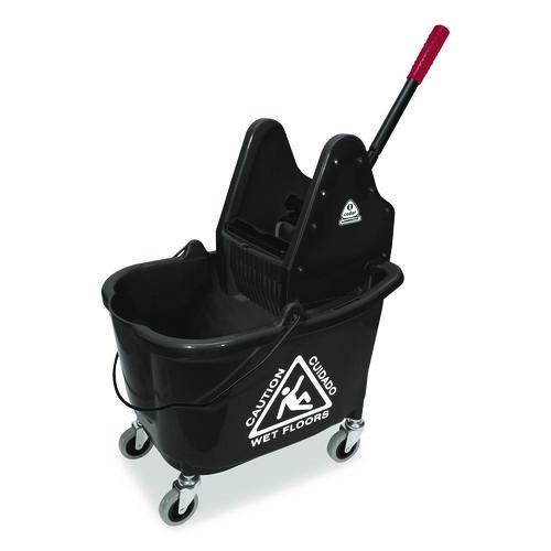 Nexstep Commercial Products Premier Downpress Mop Bucket and Wringer, 32 to 35 qt, Black