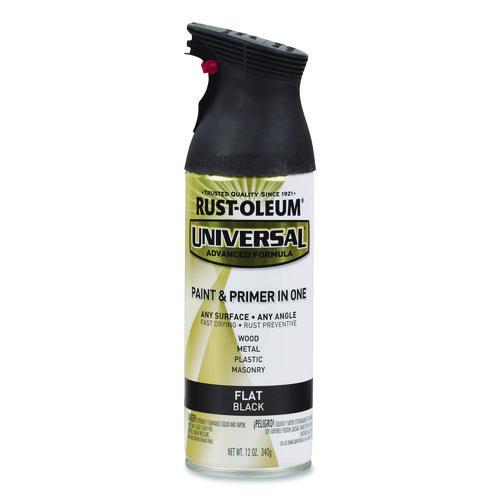 Rust-Oleum Universal Premium Spray Paint, Flat Black, 12 oz Aerosol Can