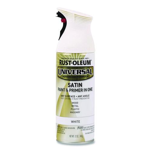Rust-Oleum Universal Premium Spray Paint, Satin White, 12 oz Aerosol Can