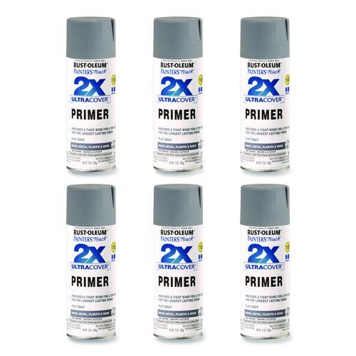 Rust-Oleum Painter's Touch 2X Ultra Cover Spray Paint, Flat Gray, 12 oz Aerosol Can, 6/Carton