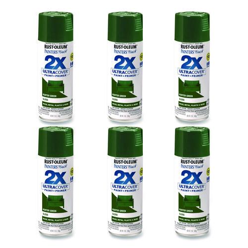 Rust-Oleum Painter's Touch 2X Ultra Cover Spray Paint, Gloss Hunter Green, 12 oz Aerosol Can, 6/Carton