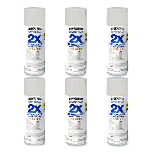 Rust-Oleum Painter's Touch 2X Ultra Cover Spray Paint, Ultra Matte Gray, 12 oz Aerosol Can, 6/Carton