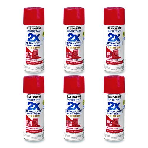 Rust-Oleum Painter's Touch 2X Ultra Cover Spray Paint, High Gloss Strawberry Fields, 12 oz Aerosol Can, 6/Carton