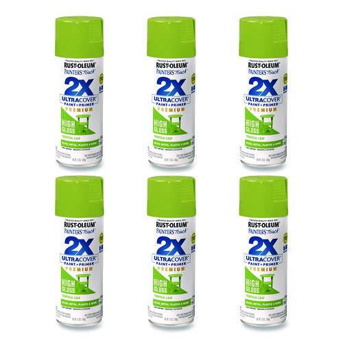Rust-Oleum Painter's Touch 2X Ultra Cover Spray Paint, High Gloss Tropical Leaf, 12 oz Aerosol Can, 6/Carton