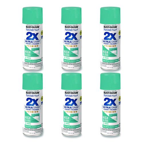 Rust-Oleum Painter's Touch 2X Ultra Cover Spray Paint, High Gloss St. Tropez, 12 oz Aerosol Can, 6/Carton