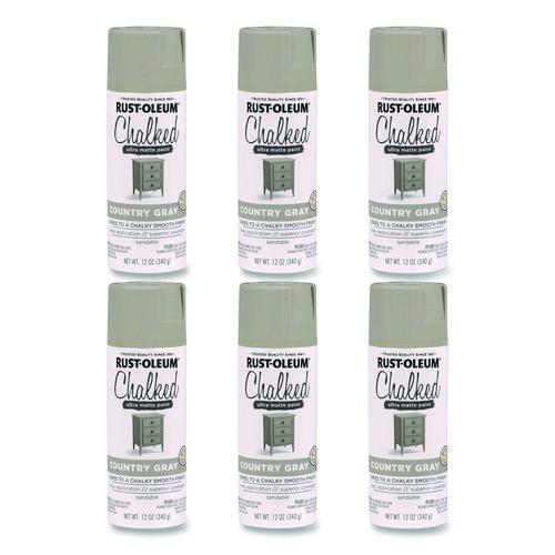 Rust-Oleum Ultra Matte Chalked Paint, Matte Country Gray, 12 oz Aerosol Can, 6/Carton