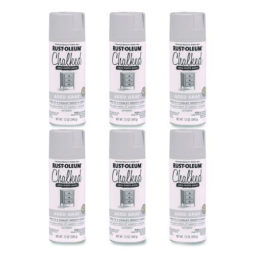 Rust-Oleum Ultra Matte Chalked Paint, Matte Aged Gray, 12 oz Aerosol Can, 6/Carton