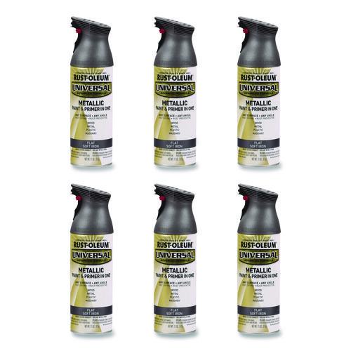 Rust-Oleum Universal Premium Spray Paint, Flat Iron, 12 oz Aerosol Can, 6/Carton