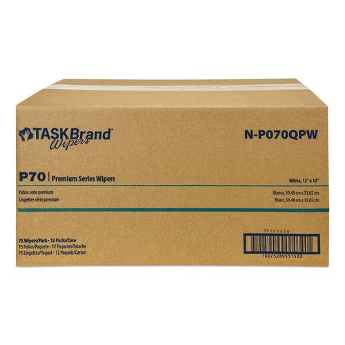 HOSPECO TASKBrand P70 Series Premium Wiper, 11 x 13, Unscented, 75/Pack, 12 Packs/Carton