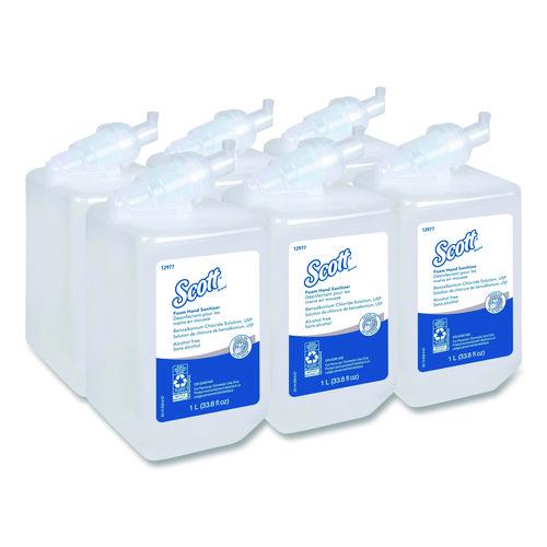 Scott Essential Alcohol-Free Foam Hand Sanitizer, 1,000 mL Cassette, Unscented, 6/Carton