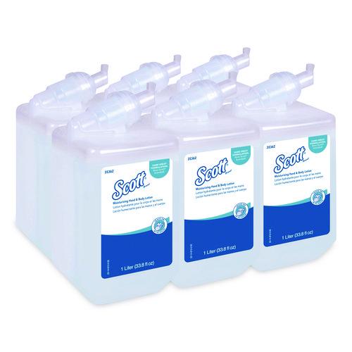 Scott Moisturizing Hand and Body Lotion, 1 L Bottle, Fresh Scent, 6/Carton