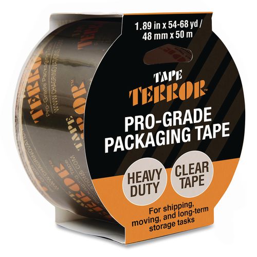 Tape Terror Pro-Grade Packaging Tape, 3" Core, 1.88" x 54.6 yds, Clear