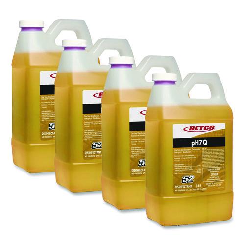 Betco pH7Q FastDraw Neutral Disinfectant, Pleasant Lemon Scent, 2 L Bottle, 4/Carton