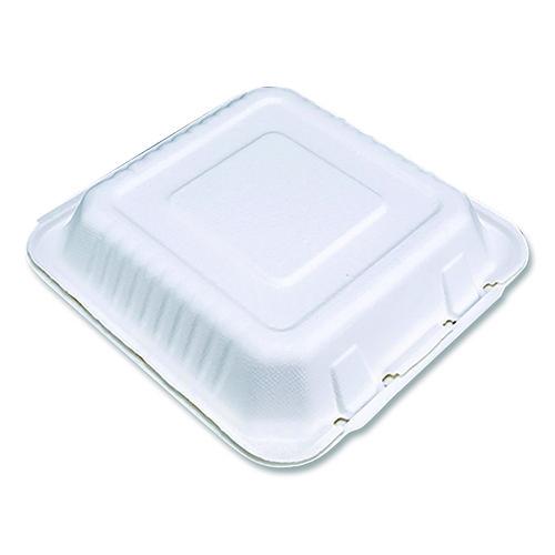 SCT ChampWare Molded-Fiber Clamshell Containers, 9 x 9 x 3, White, 100/Sleeve, 2 Sleeves/Carton