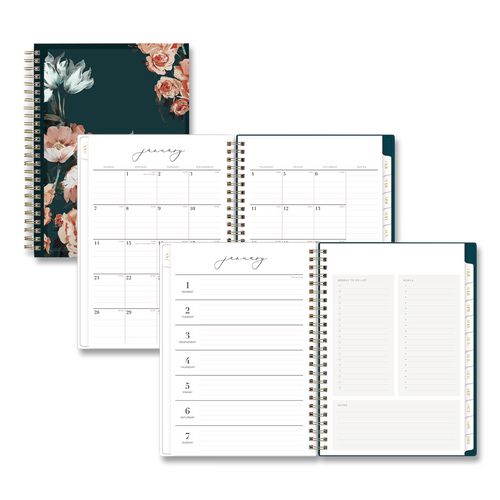Blue Sky Life Note-It Dania Weekly/Monthly Planner, Floral Artwork, 8.63 x 5.88, Teal/Pink/Blue Cover, 12-Month (Jan to Dec): 2026
