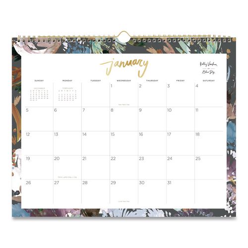 Blue Sky Midnight Garden Monthly Wall Calendar, 15 x 12, Floral Artwork, White/Multicolor Sheets, 12-Month (Jan to Dec): 2026