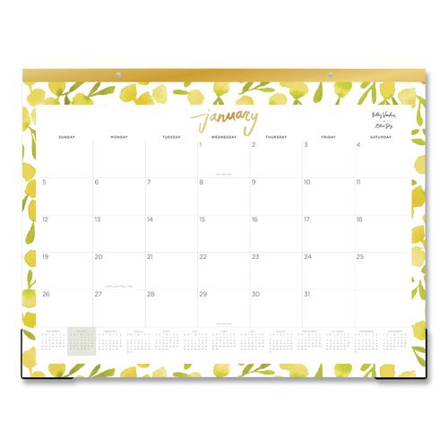 Blue Sky Mimosa Monthly Desk Pad Calendar, 22 x 17, Lemon Artwork, White/Yellow/Green Sheets, 12-Month (Jan to Dec): 2026
