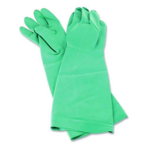 San Jamar Nitrile Dishwashing Gloves, 21" Long, Green, Pair