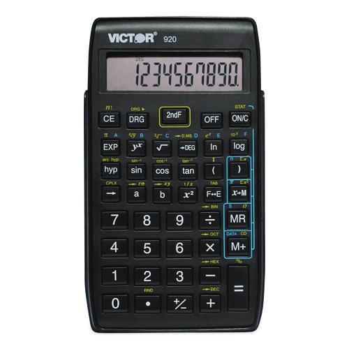 Victor 920 Compact Scientific Calculator with Hinged Case, 10-Digit LCD