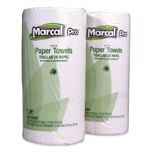 Marcal 100% Premium Recycled Kitchen Roll Towels, 2-Ply, 11 x 8.8, White, 12 Rolls/Carton