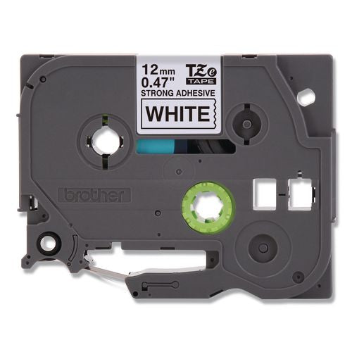 Brother P-Touch TZe Extra-Strength Adhesive Laminated Labeling Tape, 0.47" x 26.2 ft, Black on White