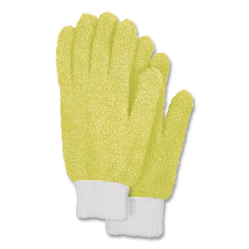 TidyUps Microfiber Dusting Gloves, Yellow with White Cuffs, 2 Gloves