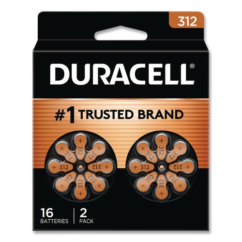 Duracell Hearing Aid Battery, #312, 16/Pack
