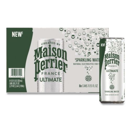 Nestlé Maison Perrier Sparkling Water, Plain, 11.15 oz, 8 Cans/Box