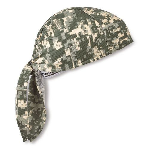 ergodyne Chill-Its 6615 High-Performance Bandana Doo Rag with Terry Cloth Sweatband, One Size Fits Most, Camo