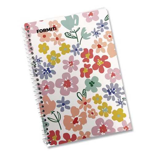 Formit Notebook, Floral Design, 1-Subject, Wide/Legal Rule, Pink/Yellow/Green, (70) 8.75 x 6 Sheets