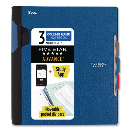 Five Star Advance Wirebound Notebook, 3-Subject, Medium/College Rule, Randomly Assorted Cover Color, (150) 11 x 8.5 Sheets