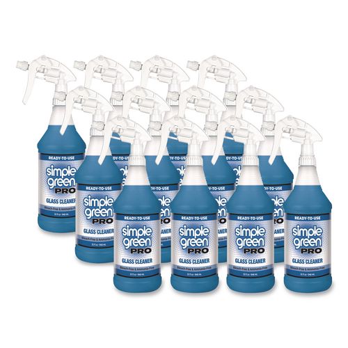 Simple Green Pro Glass Cleaner Ready-To-Use, 32 oz Spray Bottle, 12/Carton