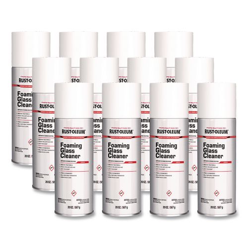 Rust-Oleum Professional Foaming Glass Cleaner Aerosol, 20 oz Aerosol Spray, 12/Carton