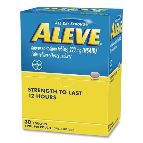 Aleve Pain Reliever Tablets Refill Packs, 1 Tablet/Packet, 30/Box