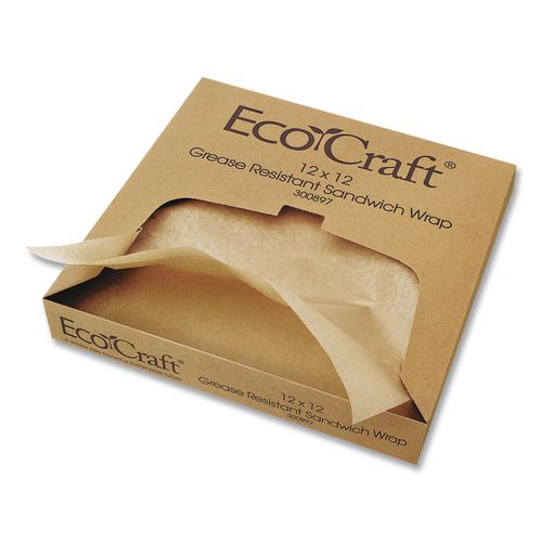 Bagcraft EcoCraft Grease-Resistant Paper Wraps and Liners, 15 x 16, Natural, 1,000/Box, 3 Boxes/Carton